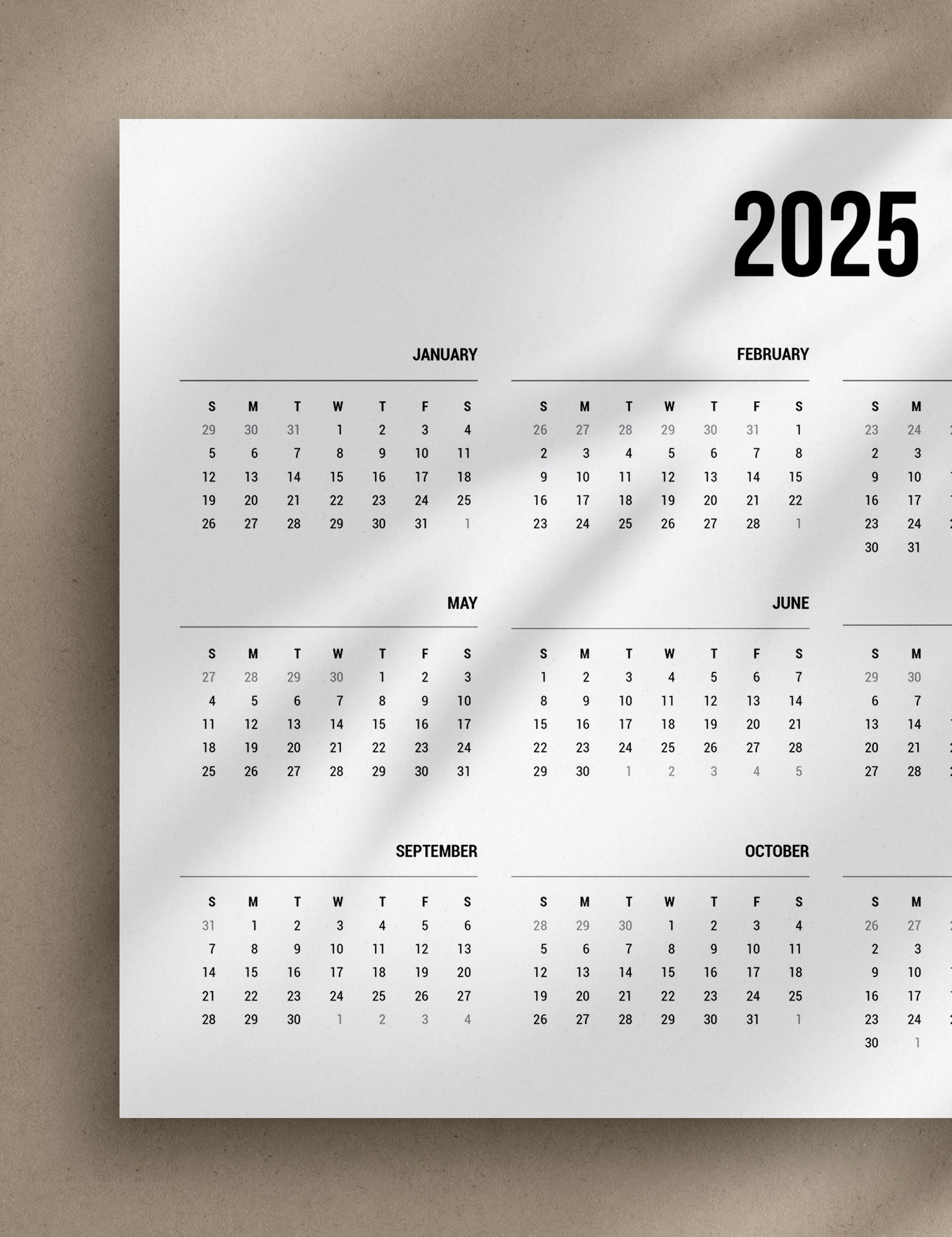 2025 Printable Monthly Planner | Landscape | Horizontal | A4 | US Letter | Sunday + Monday Start | Printable Planner Pages | 2025 Calendar | Minimal Aesthetic | Clean Design | PDF + JPEG | Planner Printables | Bonus Pages: Undated Monthly, Weekly, and Daily Planners, To-Do List, and Notes