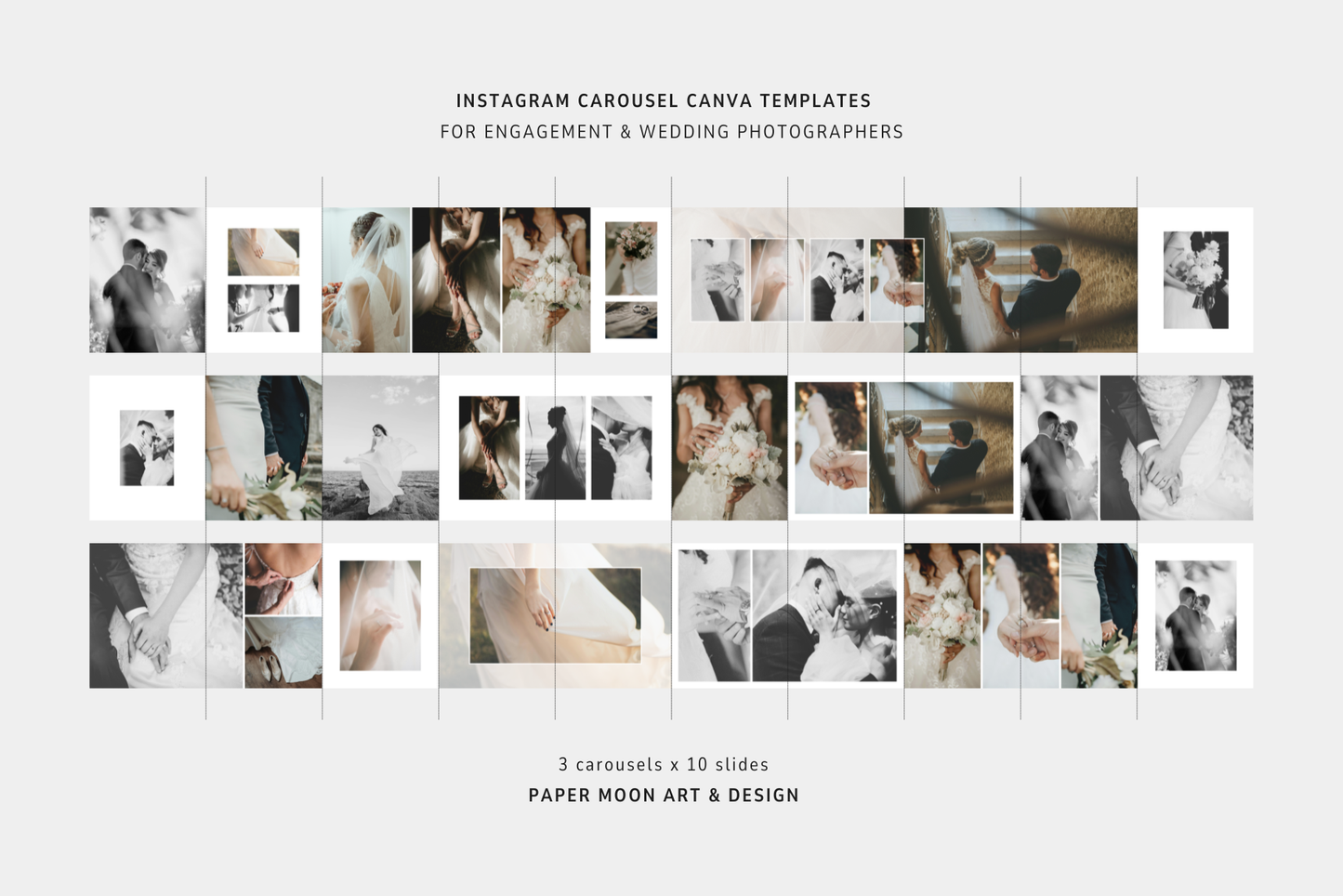 Engagement photography Instagram carousel Canva templates