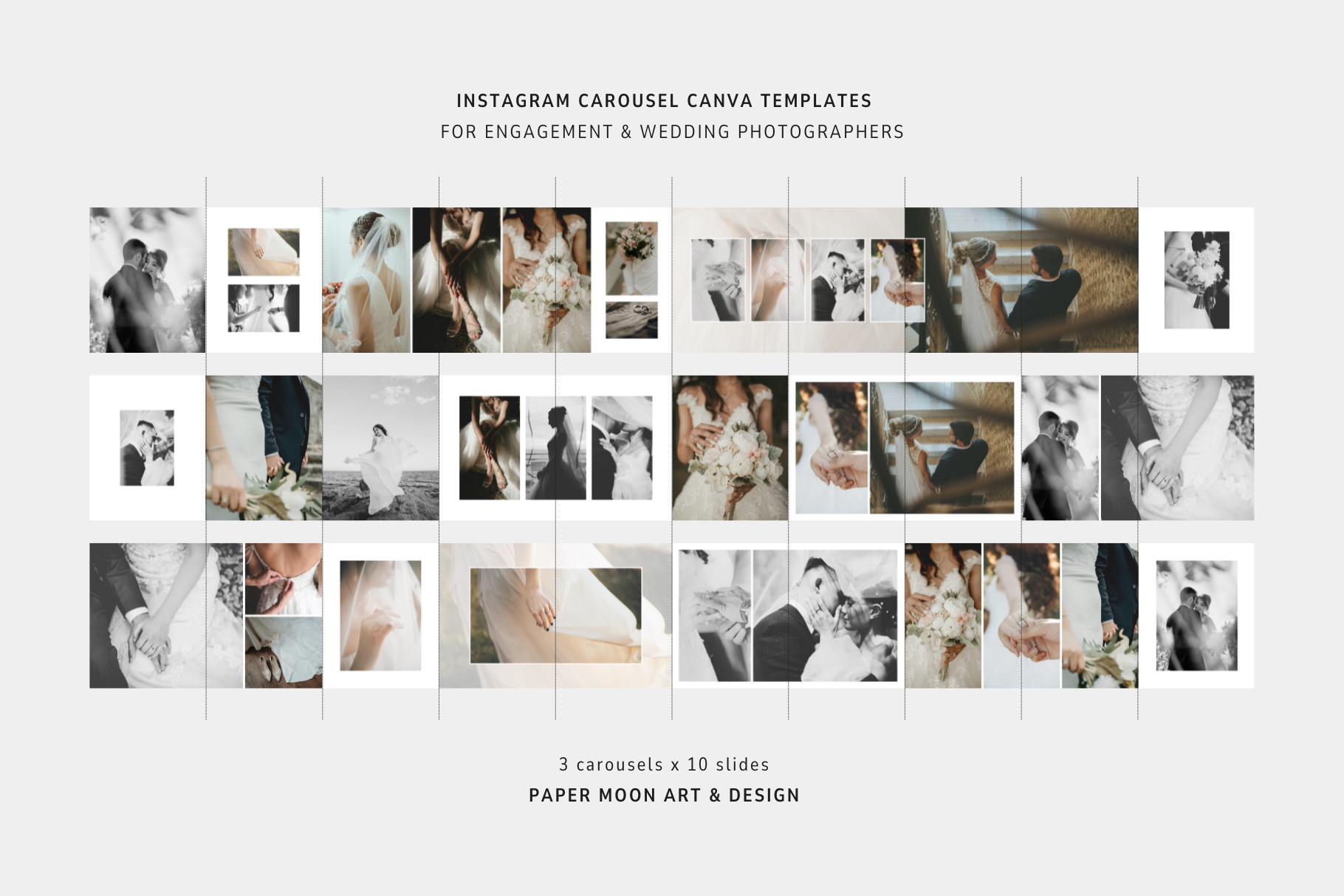 Engagement photography Instagram carousel Canva templates