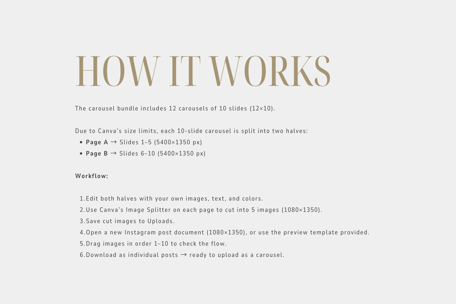 Instagram Photo Carousel Canva Templates Bundle | Photography | How It Works
