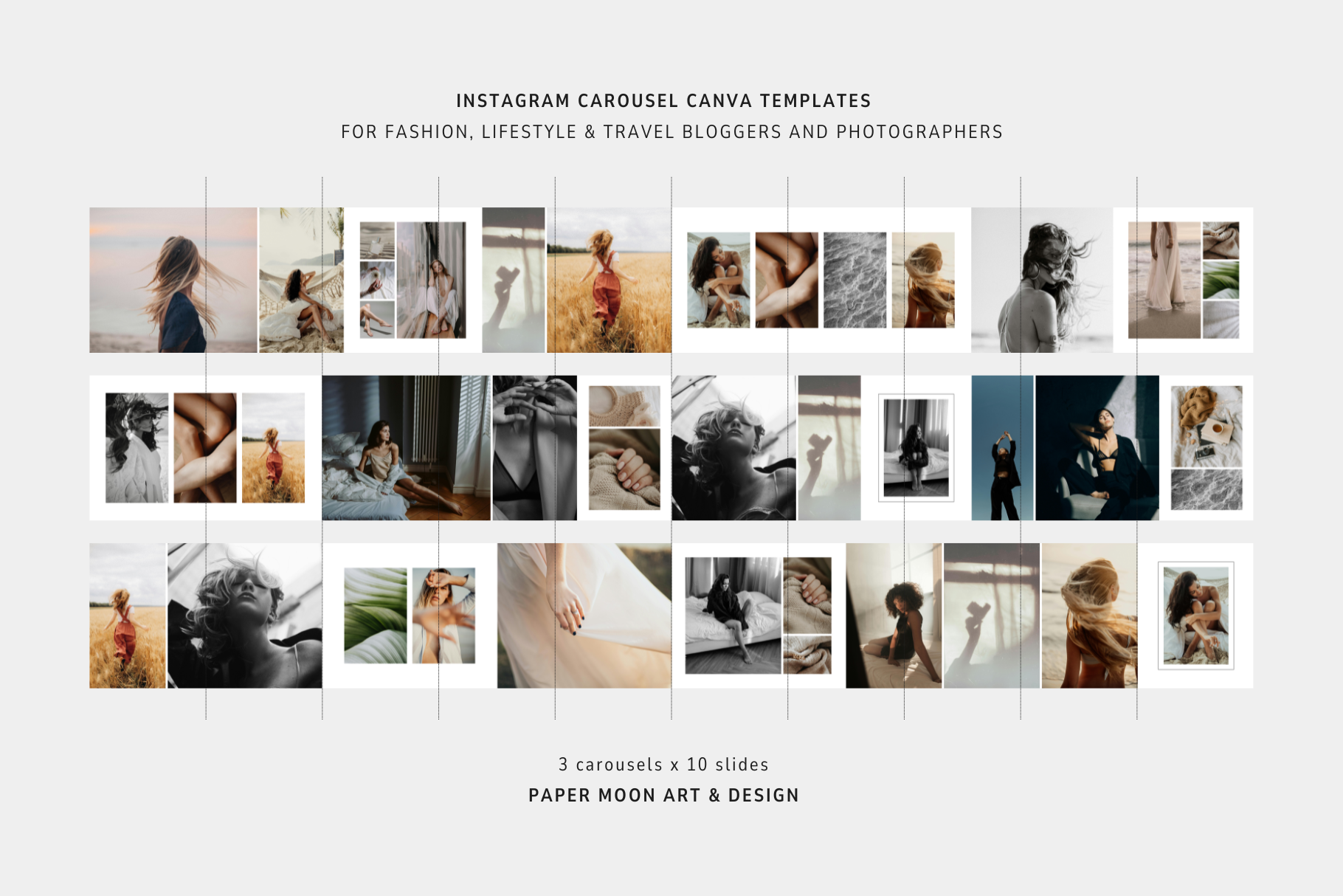 Instagram Photo Carousel Canva Templates Bundle | Fashion, Lifestyle & Travel Photography