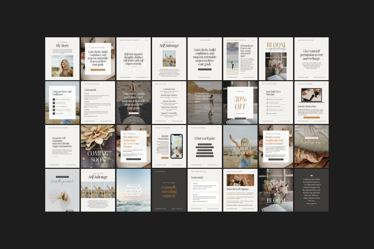 SOLENNE Instagram carousel post templates for mentors, course creators, and service providers.