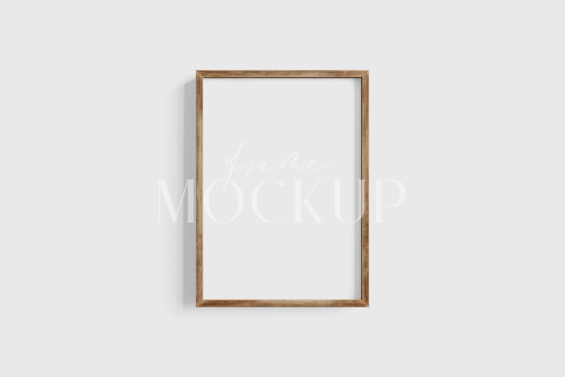 Thin Wooden Frame Mockup 5:7 A4 Portrait Vertical Frame Mockup PNG + PSD Template