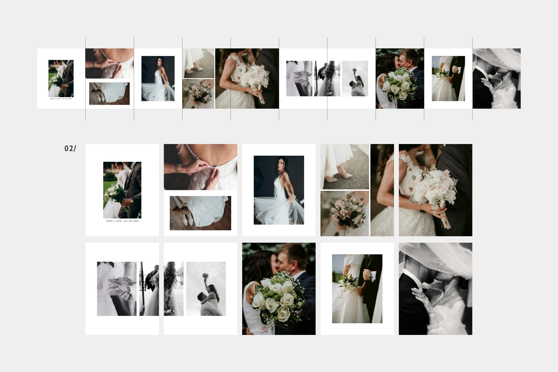 Modern Canva carousel templates for portrait and wedding photographers.