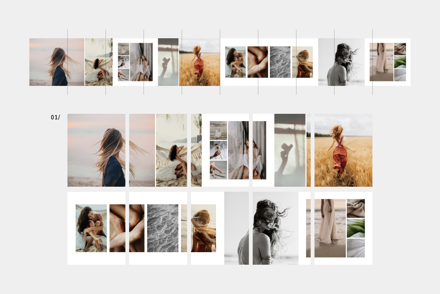 Modern fashion photography Instagram carousel posts, Canva templates