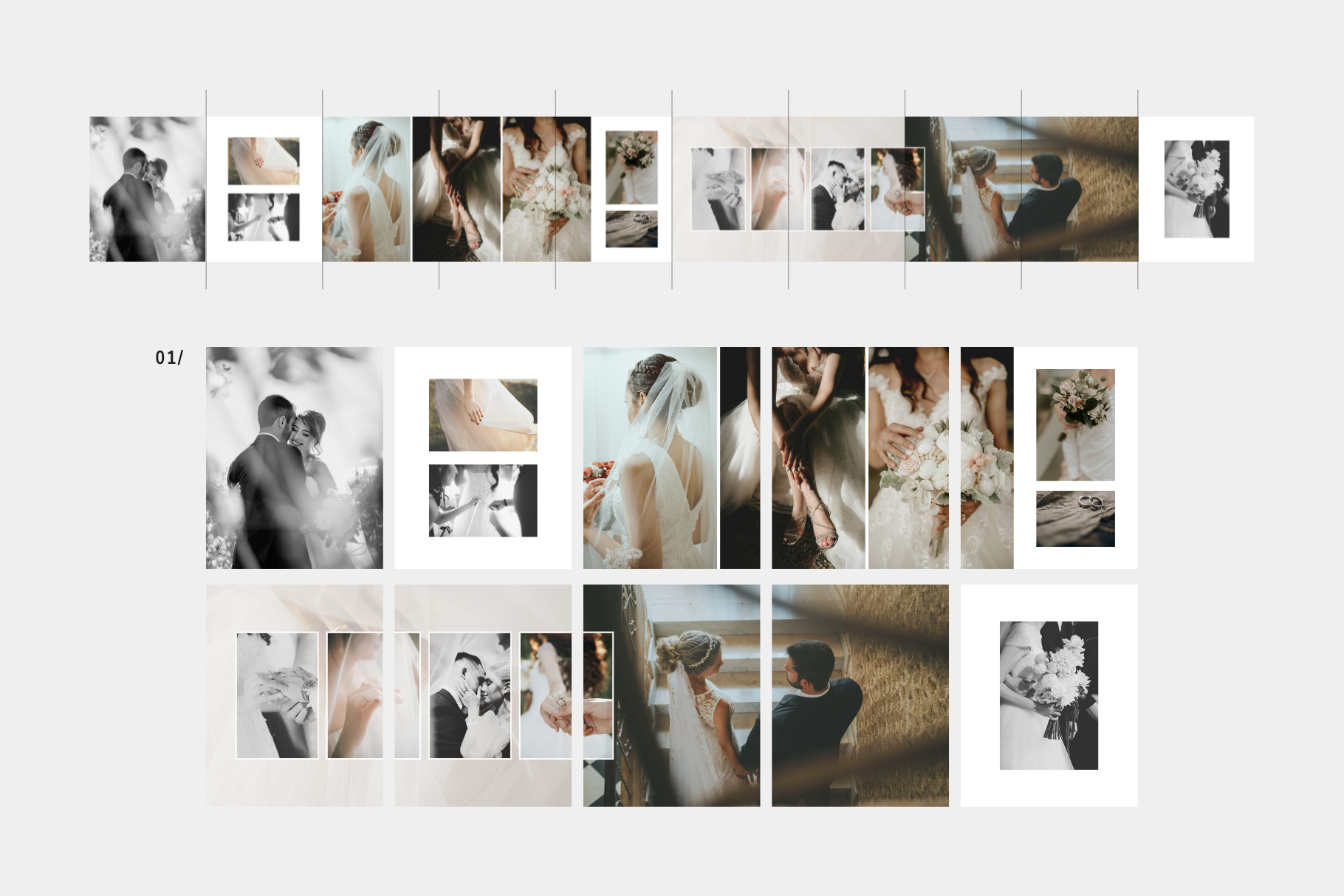 Professional Instagram carousels for engagement and wedding photography