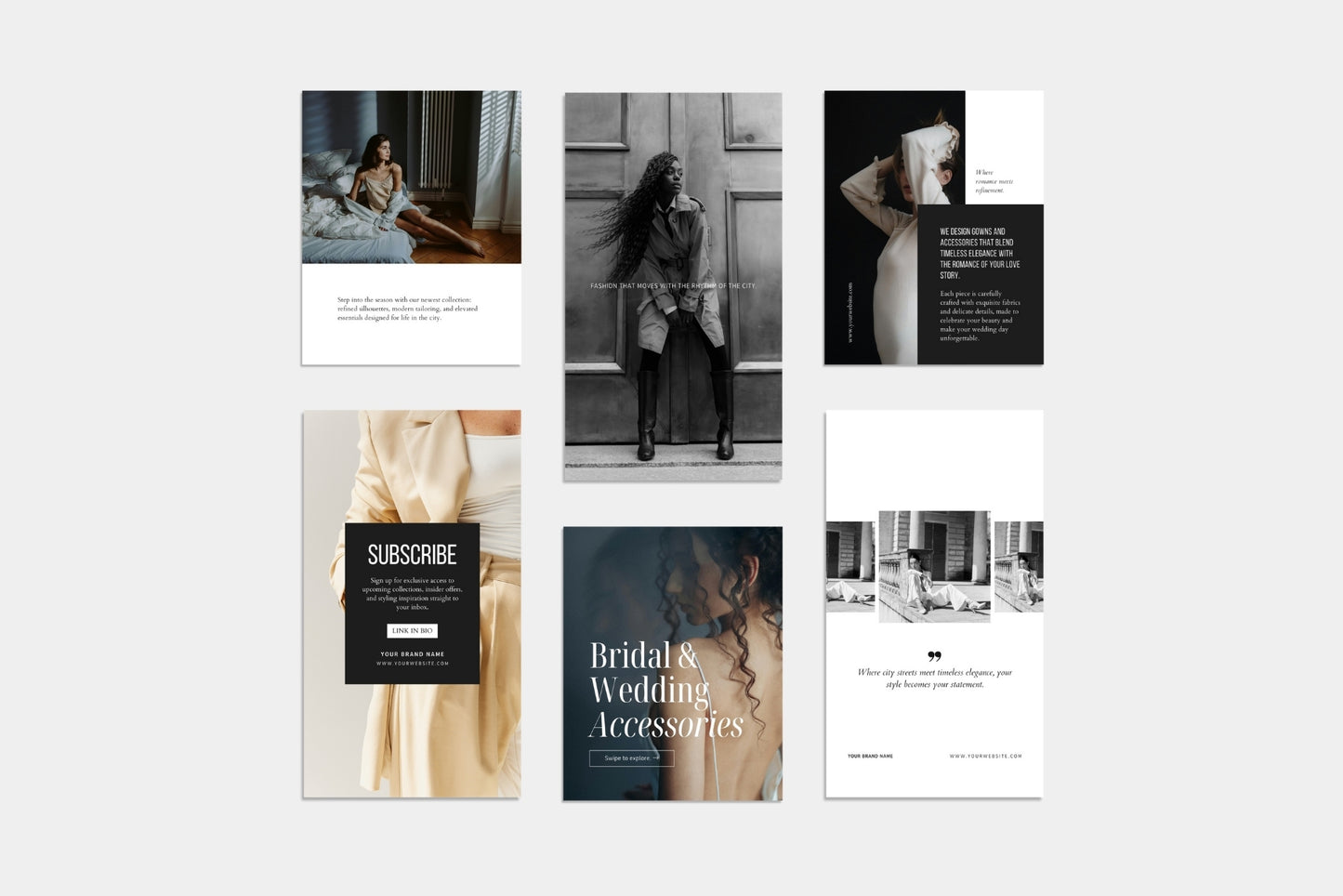 Social media Canva Templates for fashion, wedding and portrait photography. Minimal, bold, elegant, timeless.