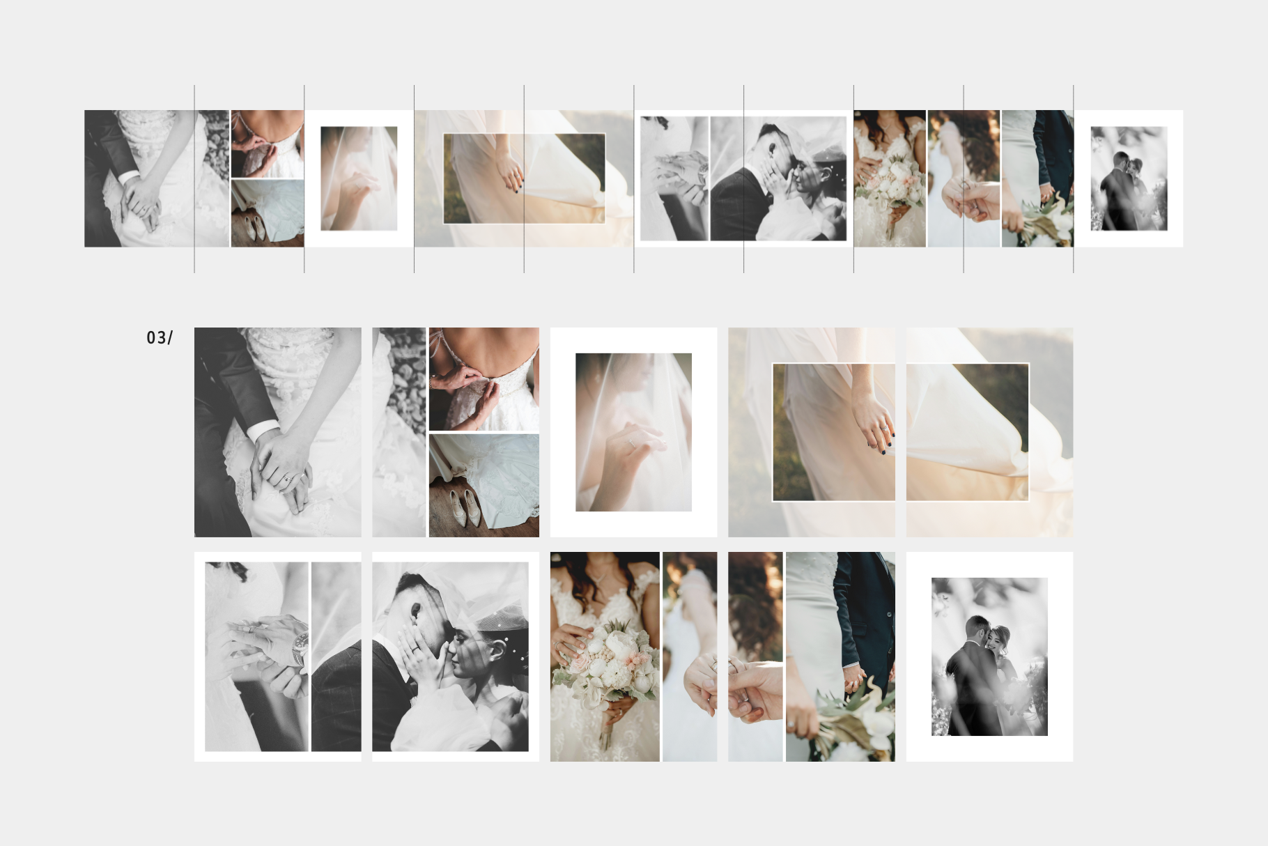 Modern Instagram carousel posts for wedding photo stories
