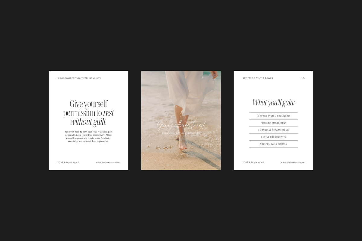 Text-based Instagram post Canva templates with elegant typography and a soft, feminine aesthetic.