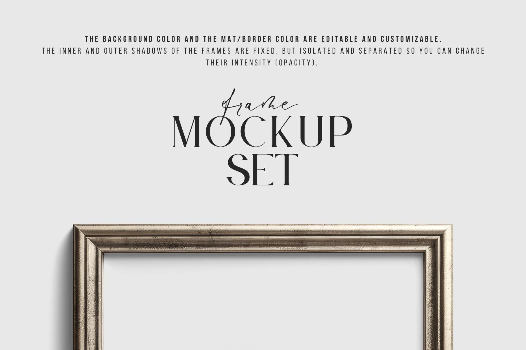 Metallic Frame Mockup Set of 6 Vertical Frames 3:4 | Vintage Silver Frame Mockup Set | PSD Template + Transparent PNG Files