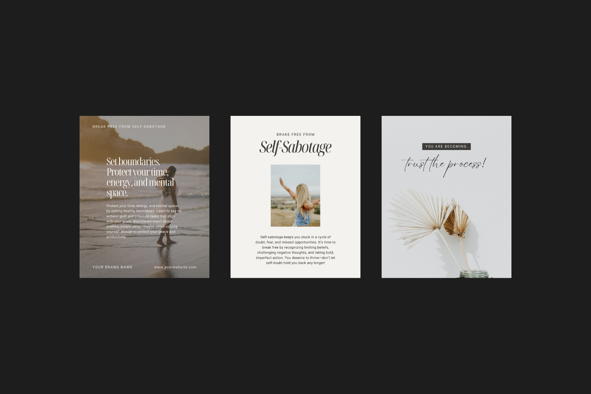 Customizable single-image Instagram post Canva templates for creative entrepreneurs and modern brands.