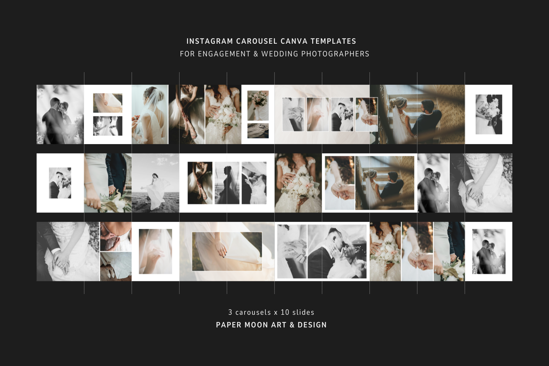 Engagement photography Instagram carousel Canva templates