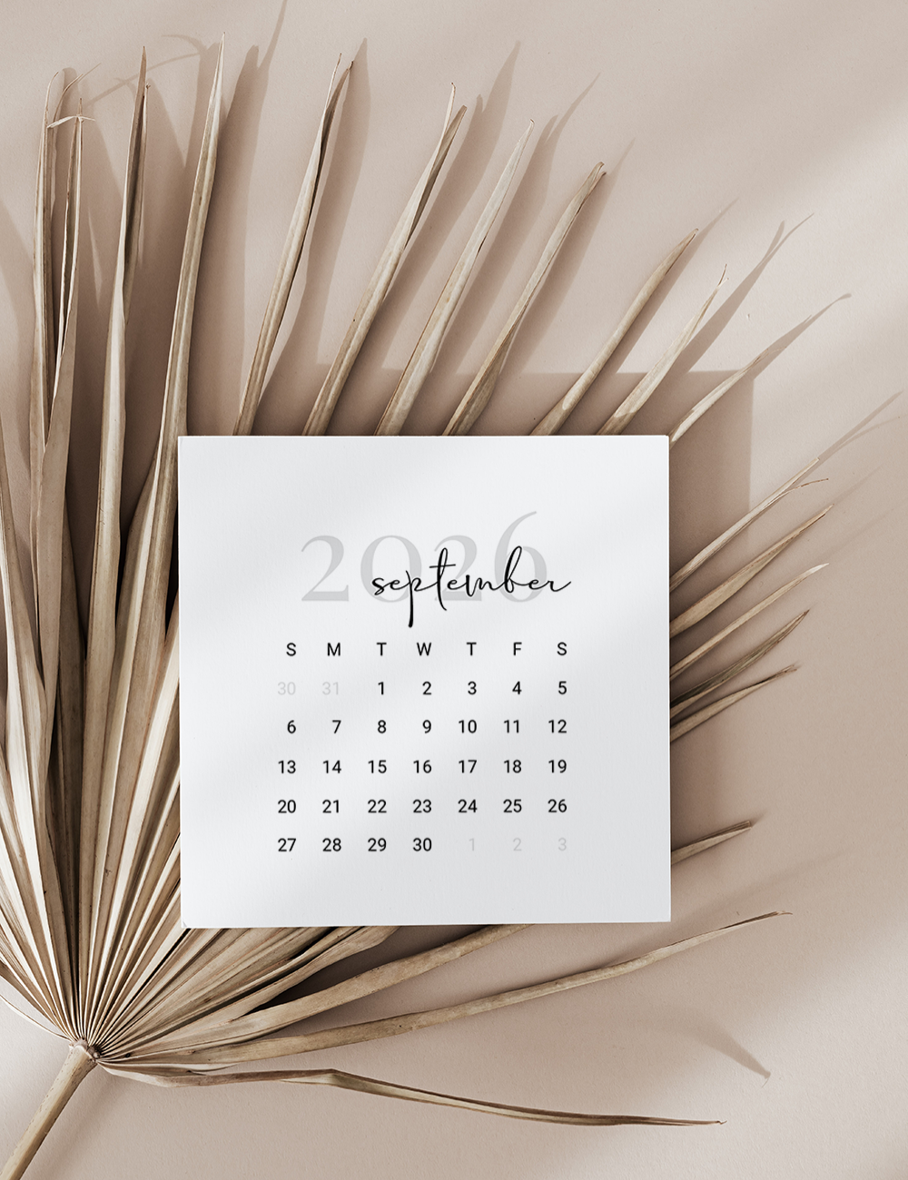 2026 printable 3x3 calendar cards for planners, notebooks, and moodboards