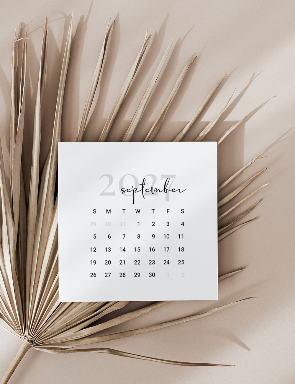 2027 printable 3x3 calendar cards for planners, notebooks, and moodboards