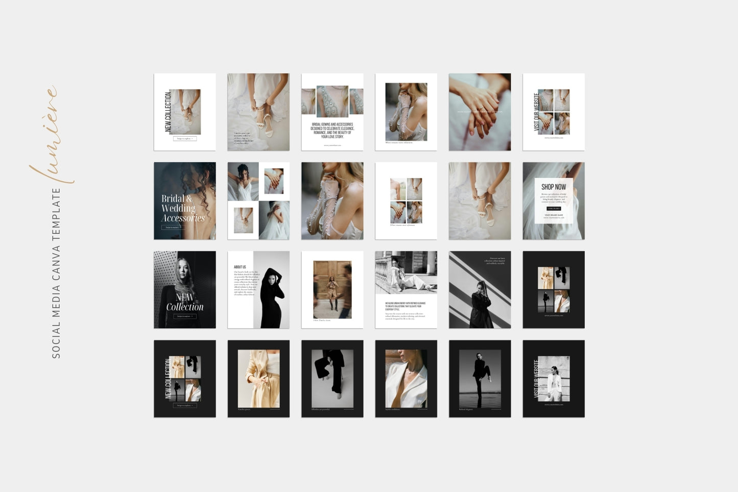 Instagram carousel posts Canva templates. Editorial, minimal aesthetic, perfect for wedding and fashion photography.