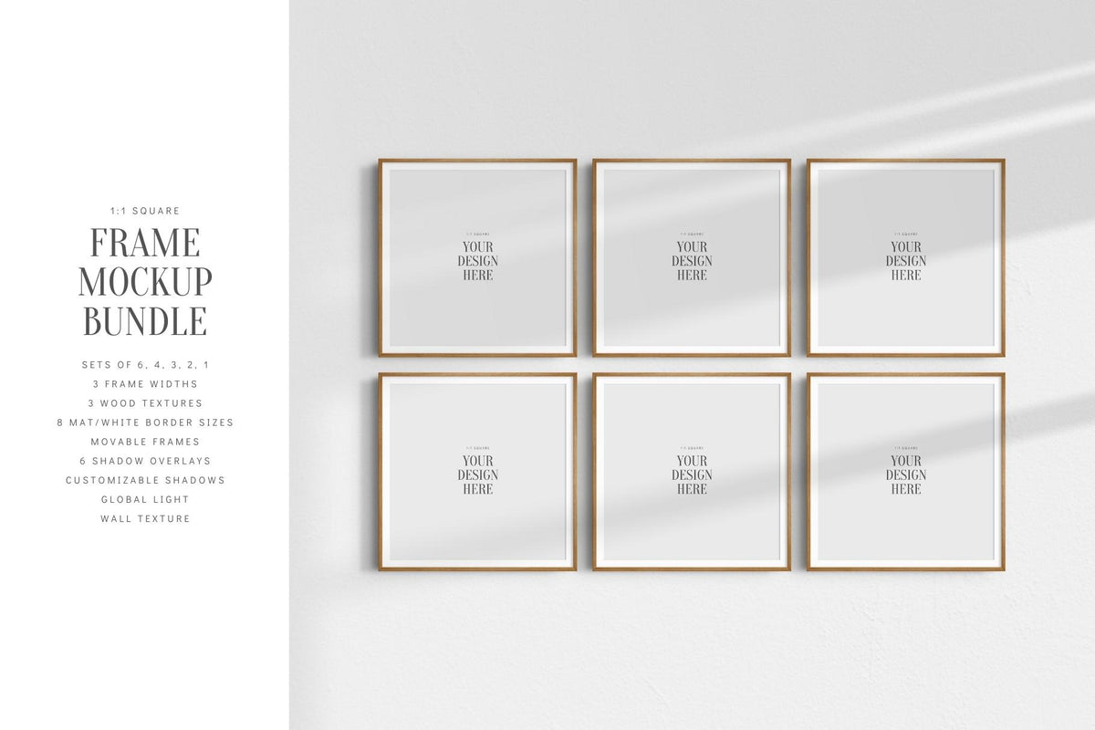 Frame Mockup BUNDLE 1:1 Square Frame Mockup Sets of 6, 4, 3, 2, 1 ...