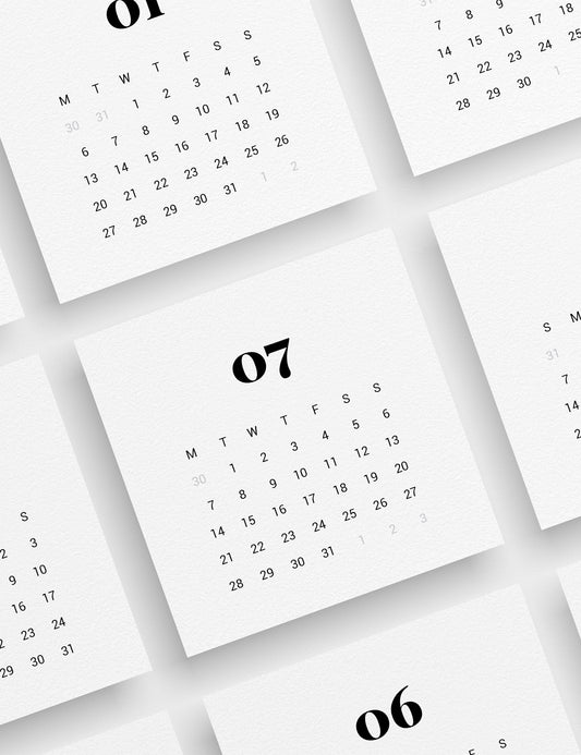 2025 Calendar | 4x4 | 3x3 | 2x2 | Printable Journaling & Planner Cards | Printable Mini Calendar 2025 | Bujo Calendar 2025 | Minimal Aesthetic | Clean Design | Monday Start + Sunday Start | PDF + JPEG | 01