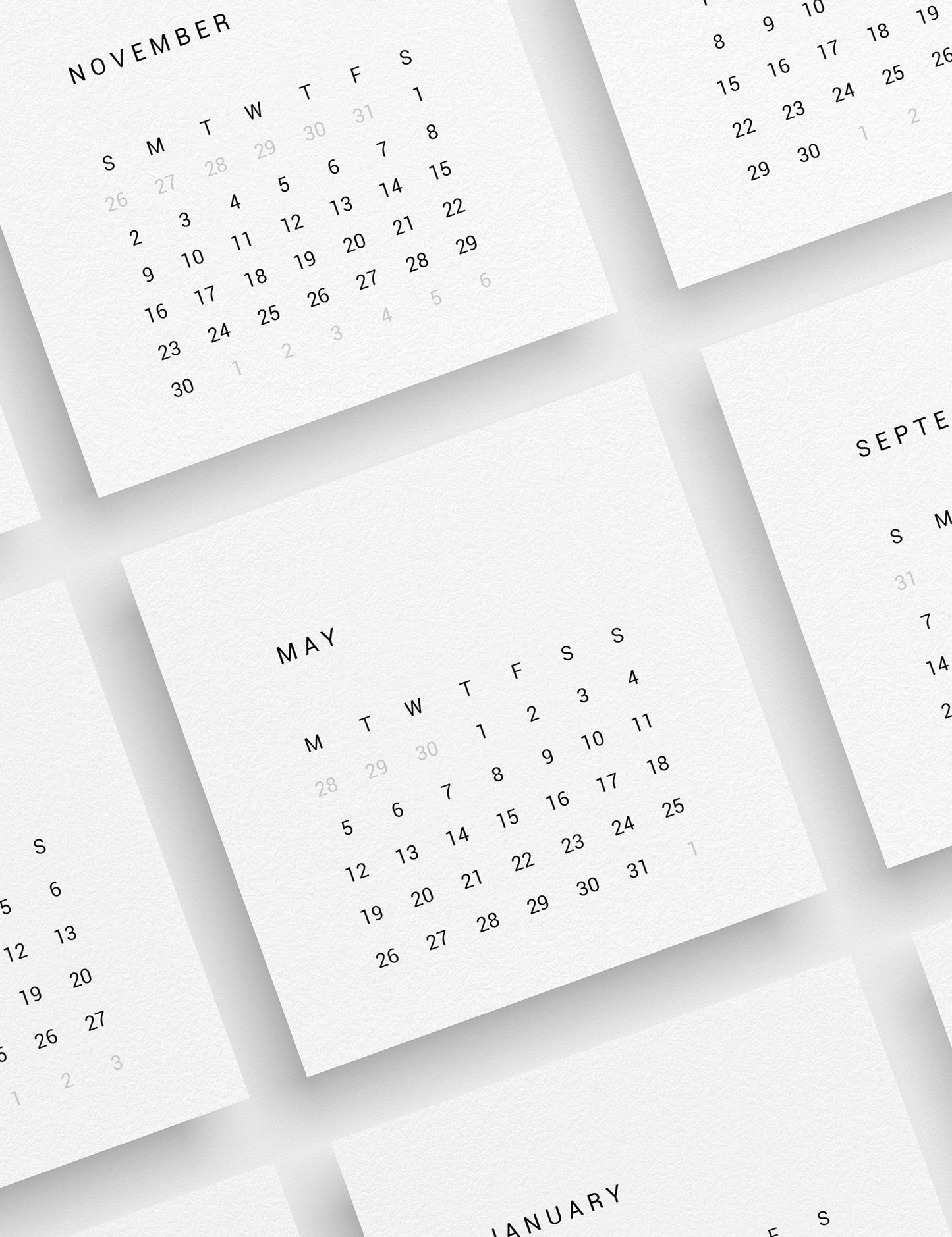 2025 Calendar | 4x4 | 3x3 | 2x2 | Printable Journaling and Planner Cards | Printable Mini Calendar 2025 | Bujo Calendar 2025 | Minimal Aesthetic | Clean Design | Monday Start + Sunday Start | PDF + JPEG | 03