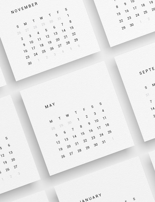 2025 Calendar | 4x4 | 3x3 | 2x2 | Printable Journaling and Planner Cards | Printable Mini Calendar 2025 | Bujo Calendar 2025 | Minimal Aesthetic | Clean Design | Monday Start + Sunday Start | PDF + JPEG | 03
