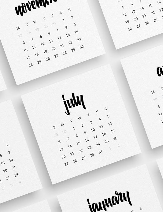2025 Calendar | 4x4 | 3x3 | 2x2 | Printable Journaling and Planner Cards | Printable Mini Calendar 2025 | Bujo Calendar 2025 | Minimal Aesthetic | Clean Design | Monday Start + Sunday Start | PDF + JPEG | 04