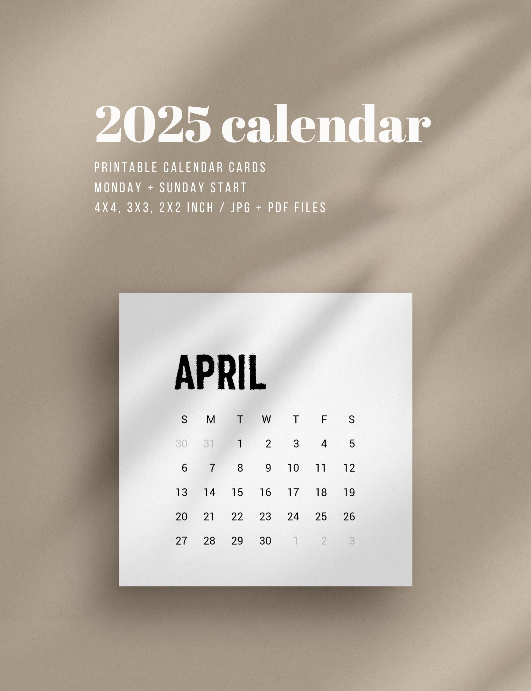 2025 Calendar | 4x4 | 3x3 | 2x2 | Printable Journaling & Planner Cards – PAPER MOON Art & Design 2025-calendar-4x4-3x3-2x2-printable-journaling-planner-cards-paper-moon-art-design
