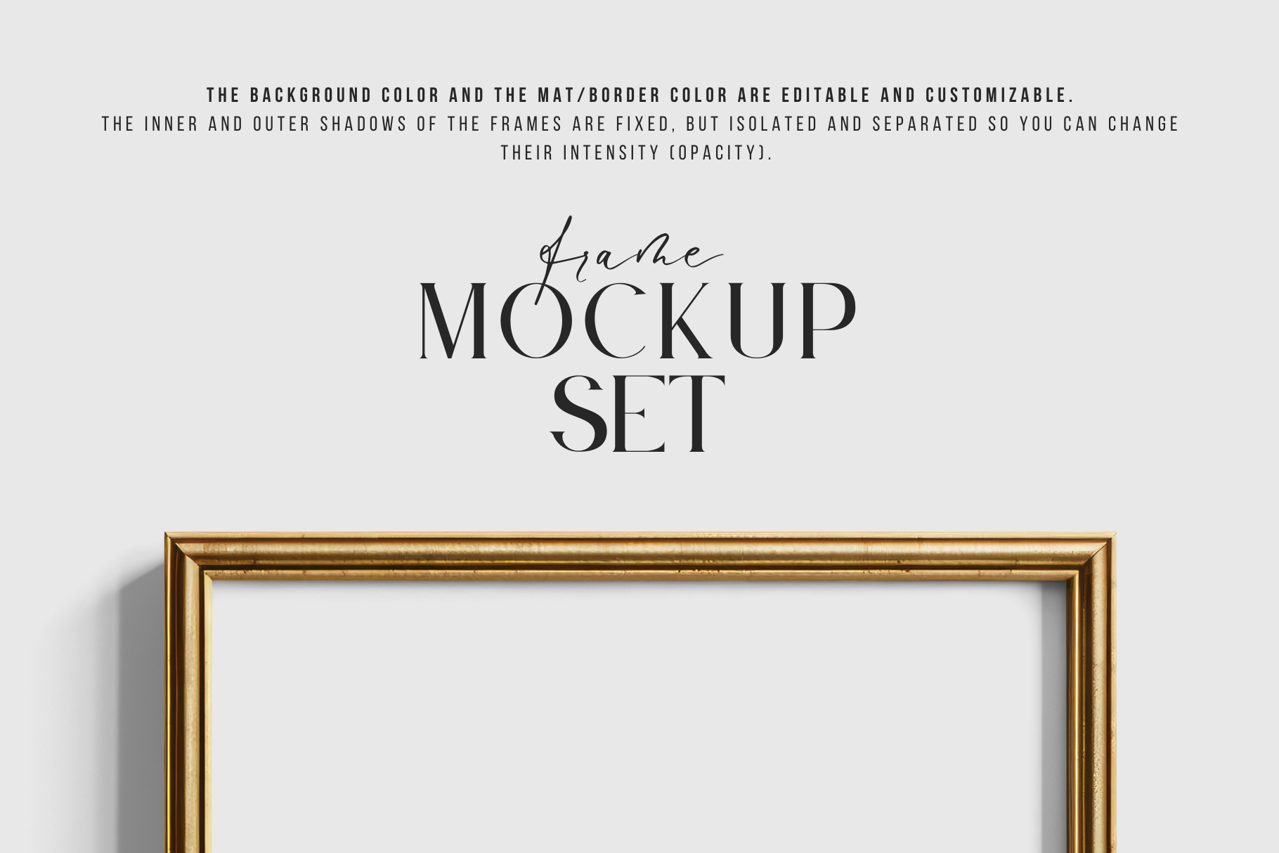Gold Metallic Frame Mockup Set of 6 Square Frames 1:1 | Gold Frame Mockup Set | PSD Template + Transparent PNG Files