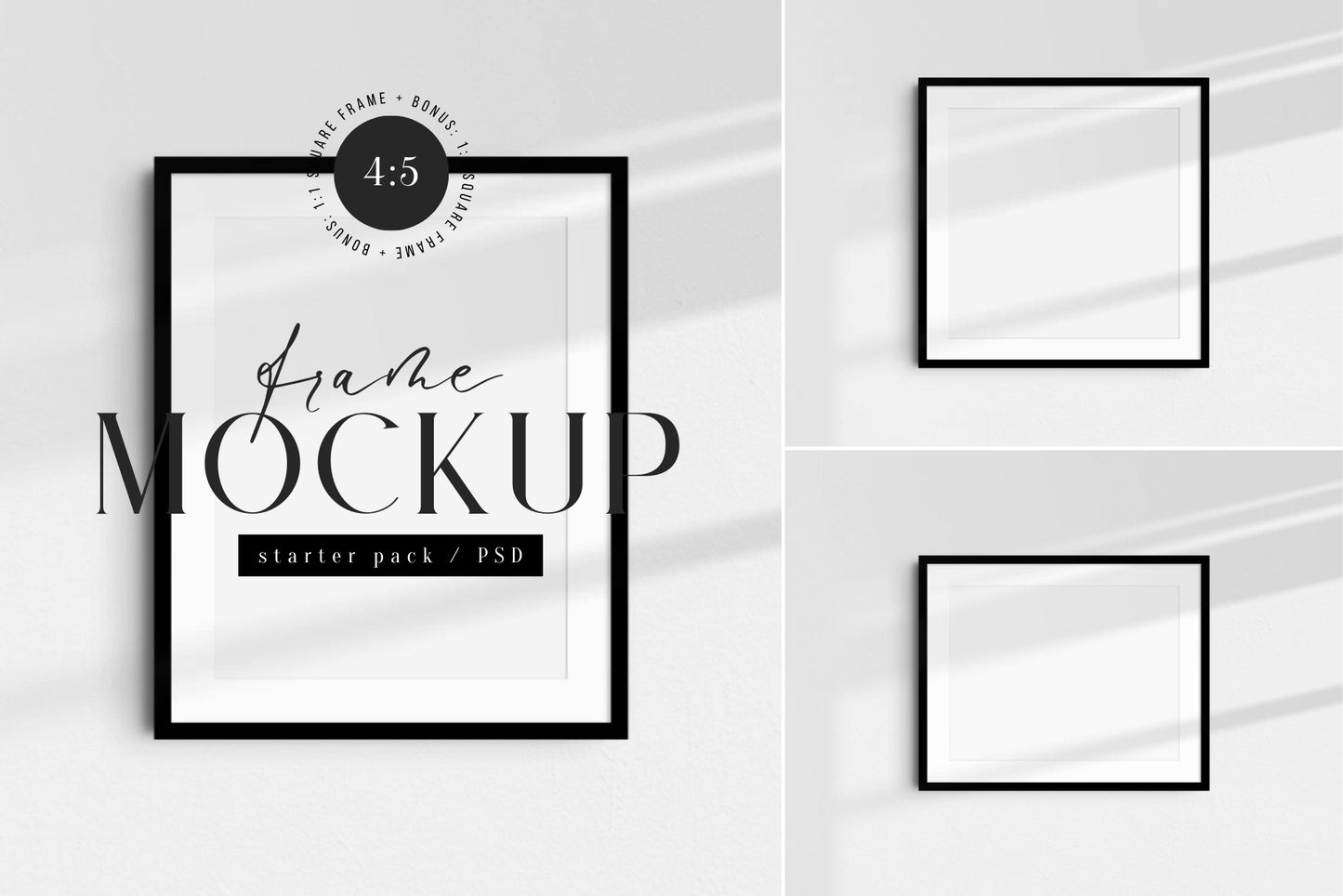 4:5 5:4 Frame Mockup Set | Vertical, Horizontal, Square | PSD 