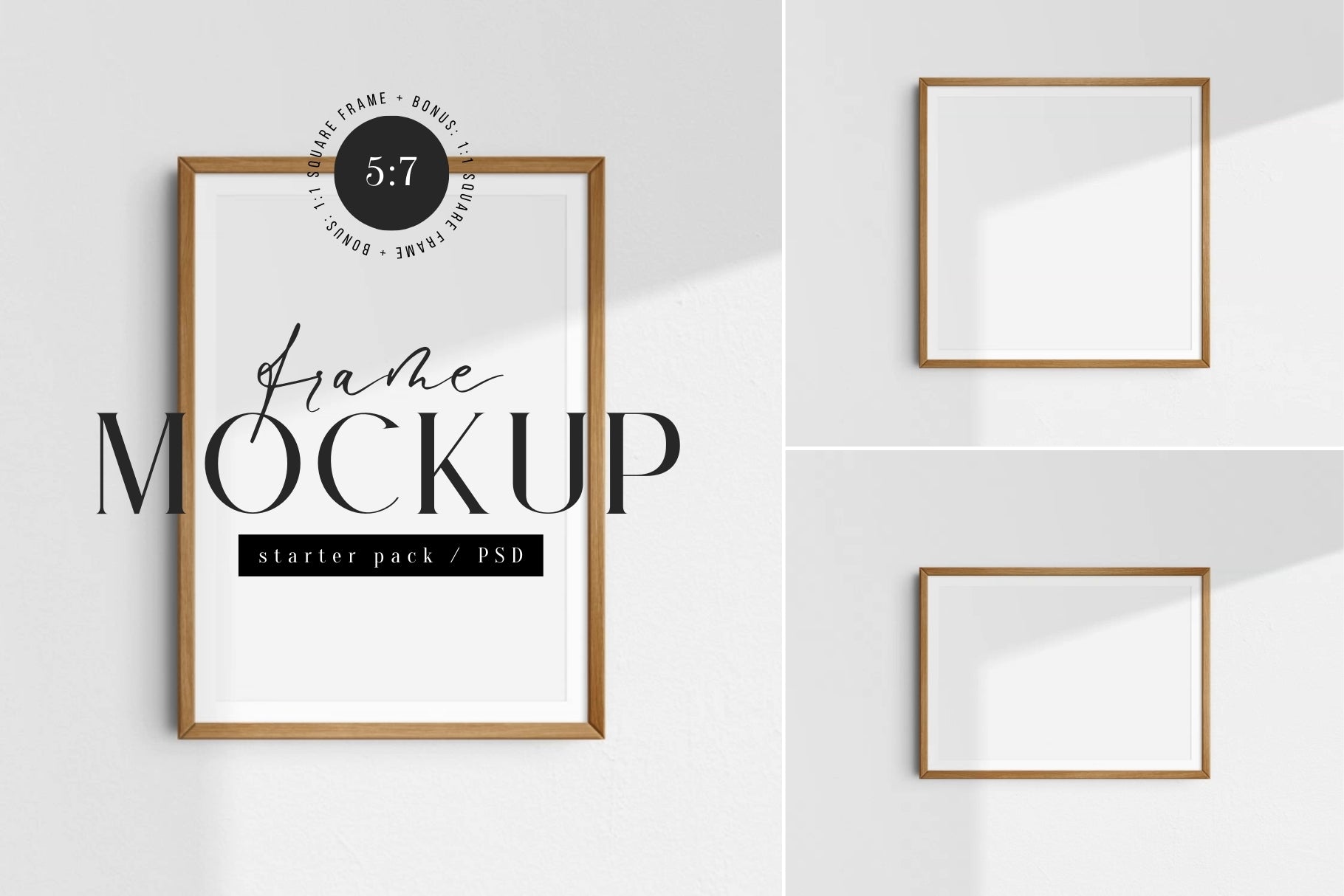 5:7 7:5 A4 Frame Mockup Set | Vertical, Horizontal, Square | PSD 