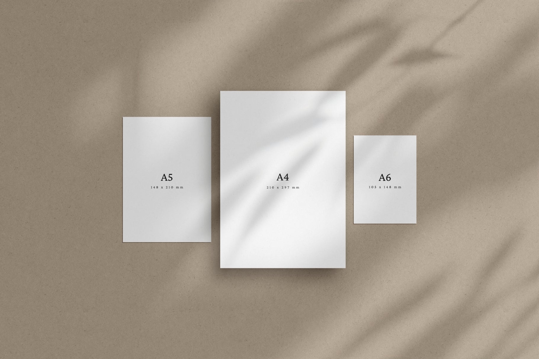 A4, A5, A6 Paper Mockup Set | Stationery Mockup | PSD