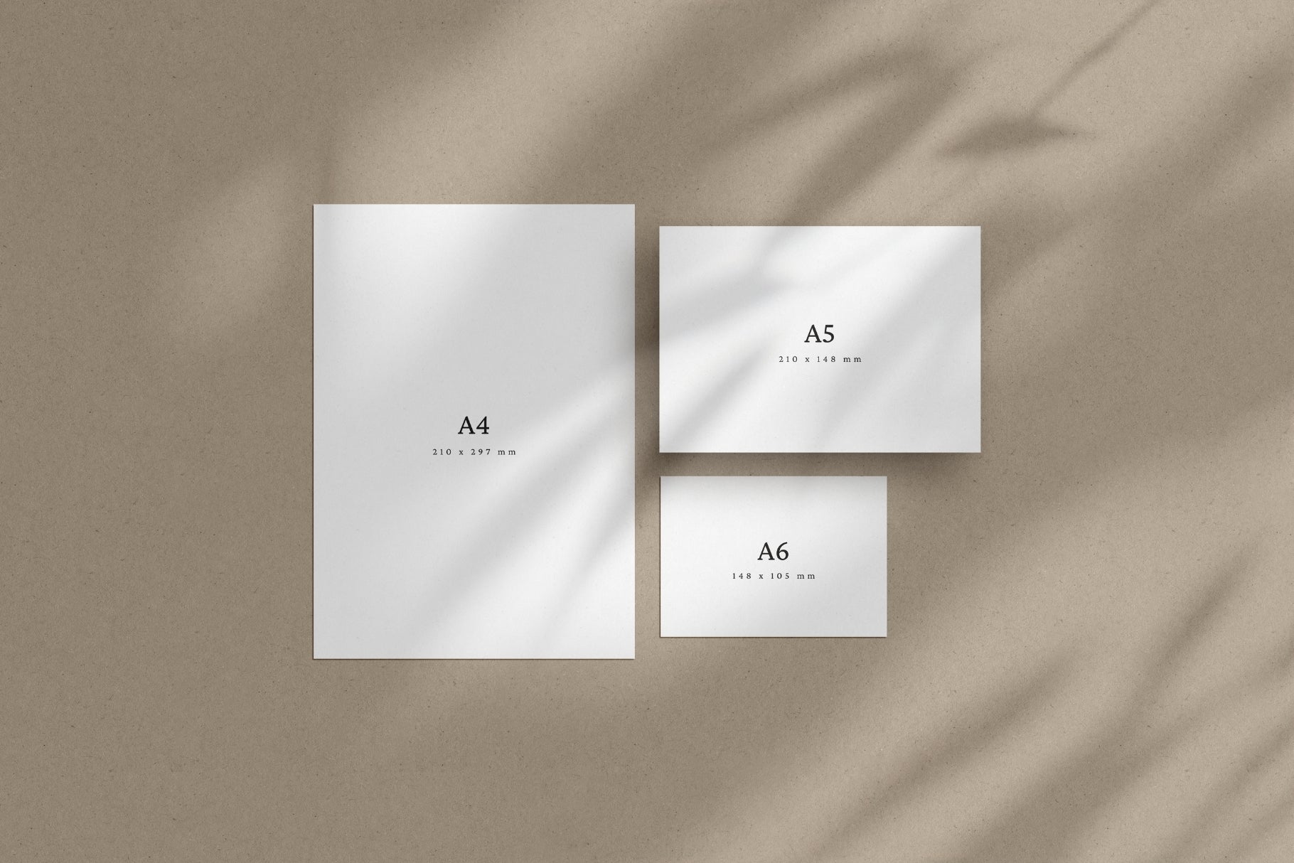 A4, A5, A6 Paper Mockup Set | Stationery Mockup | PSD