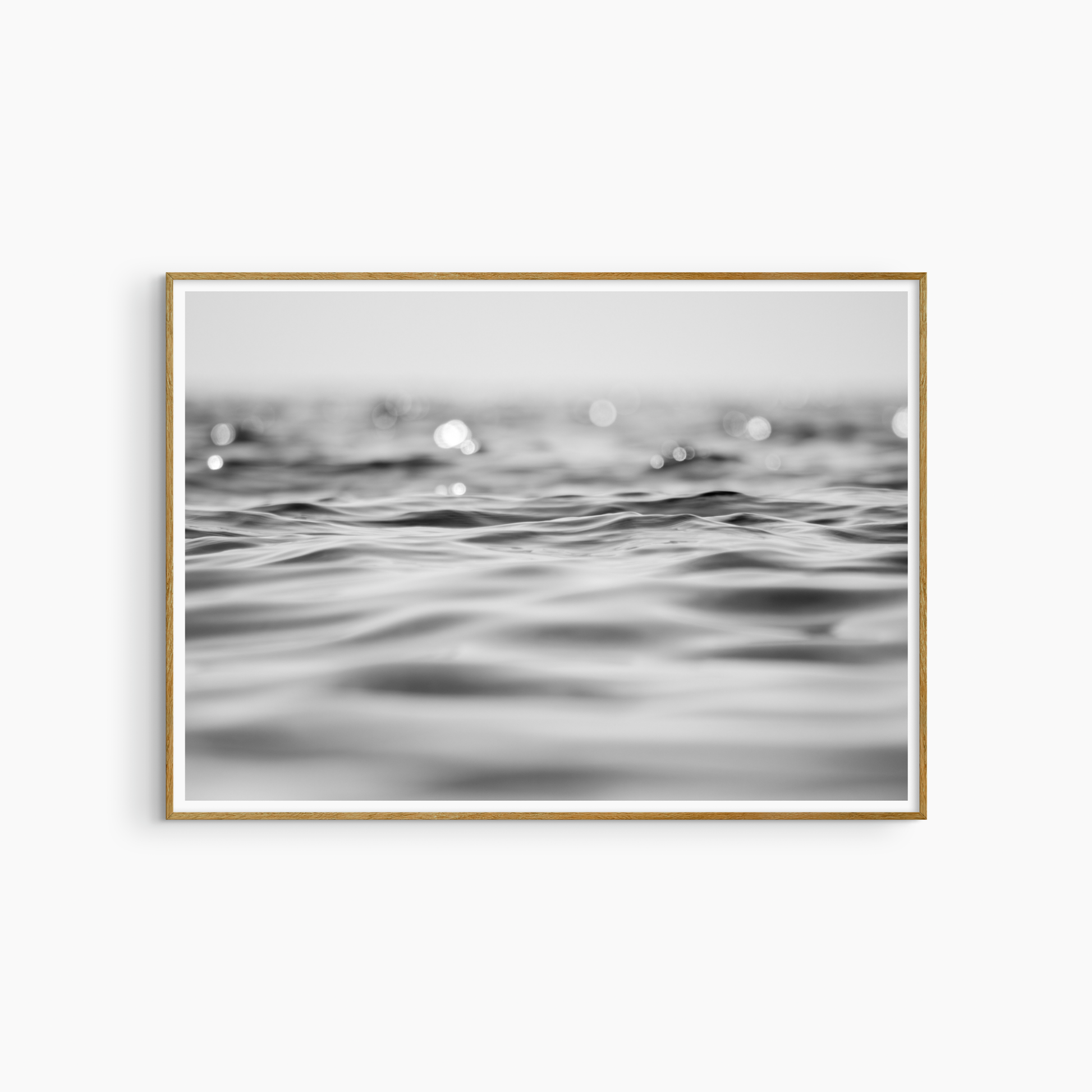 Printable sea photography, black and white horizon wall art, luminous open water print