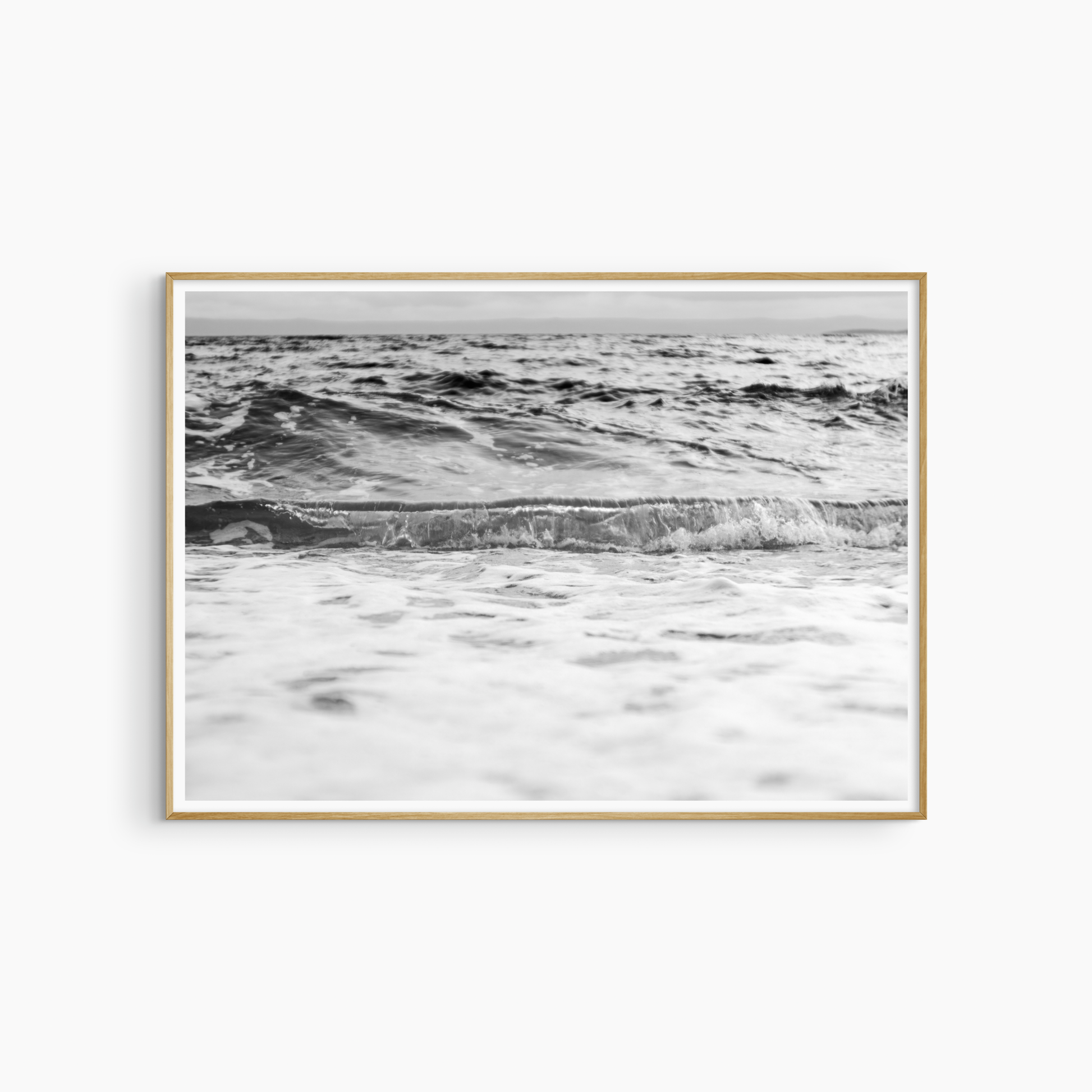Printable ocean wave photography, black and white stormy sea wall art, foam shoreline print