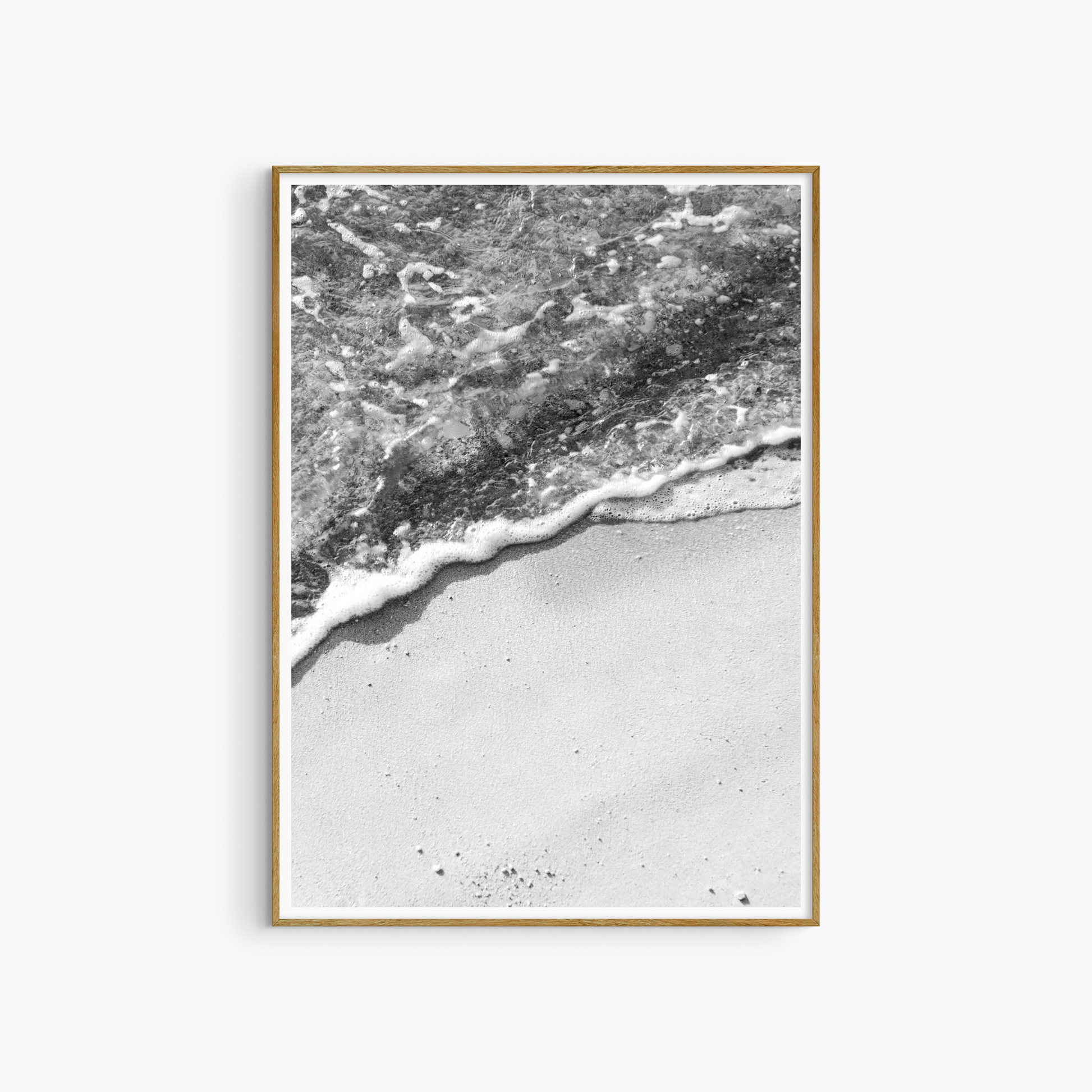 Printable beach photography, black and white swash zone wall art, soft coastal print