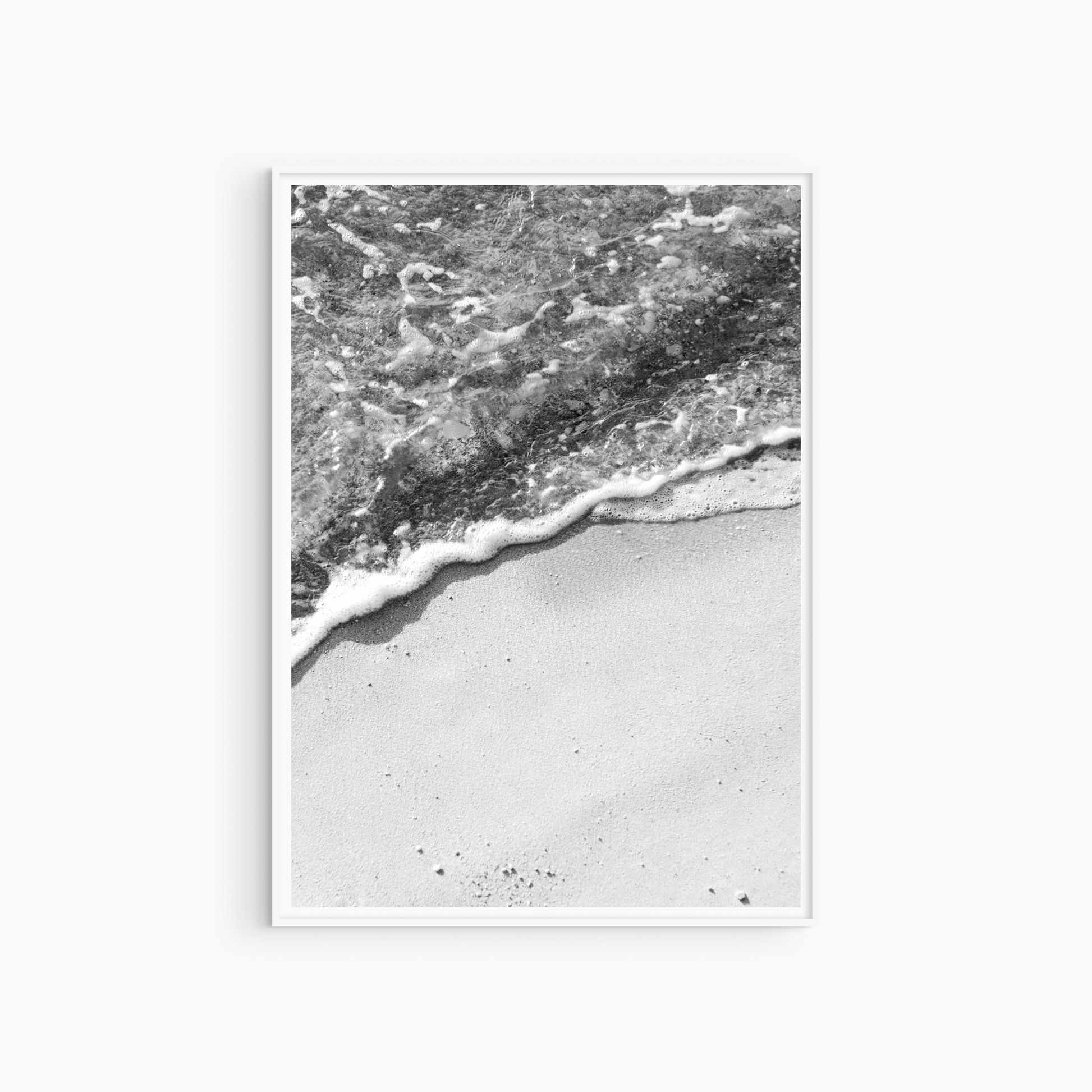 Shore wash photography print, black and white coastal wall art, minimalist sea and sand printable