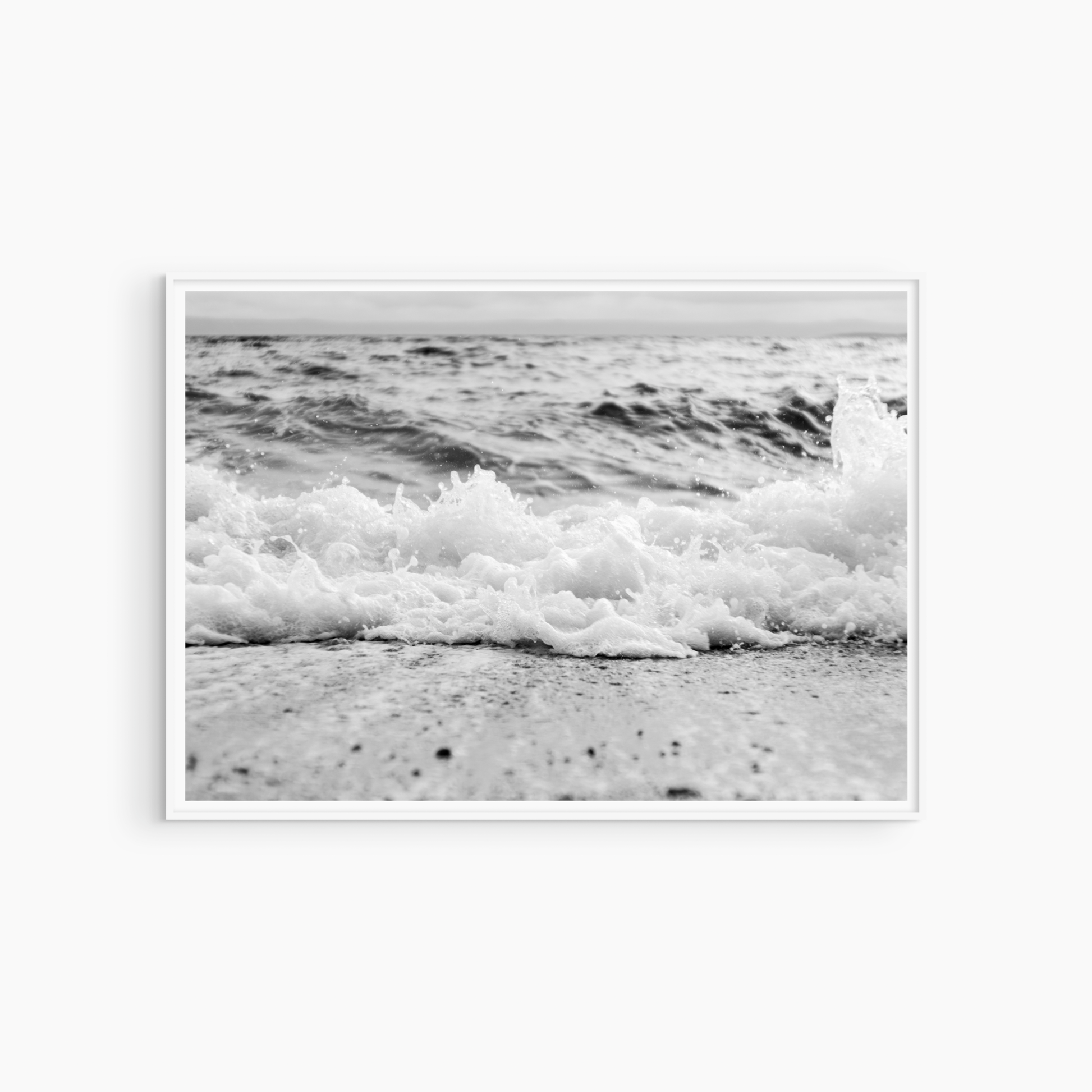 Black and white wave photography, crashing sea wall art, printable coastal statement print