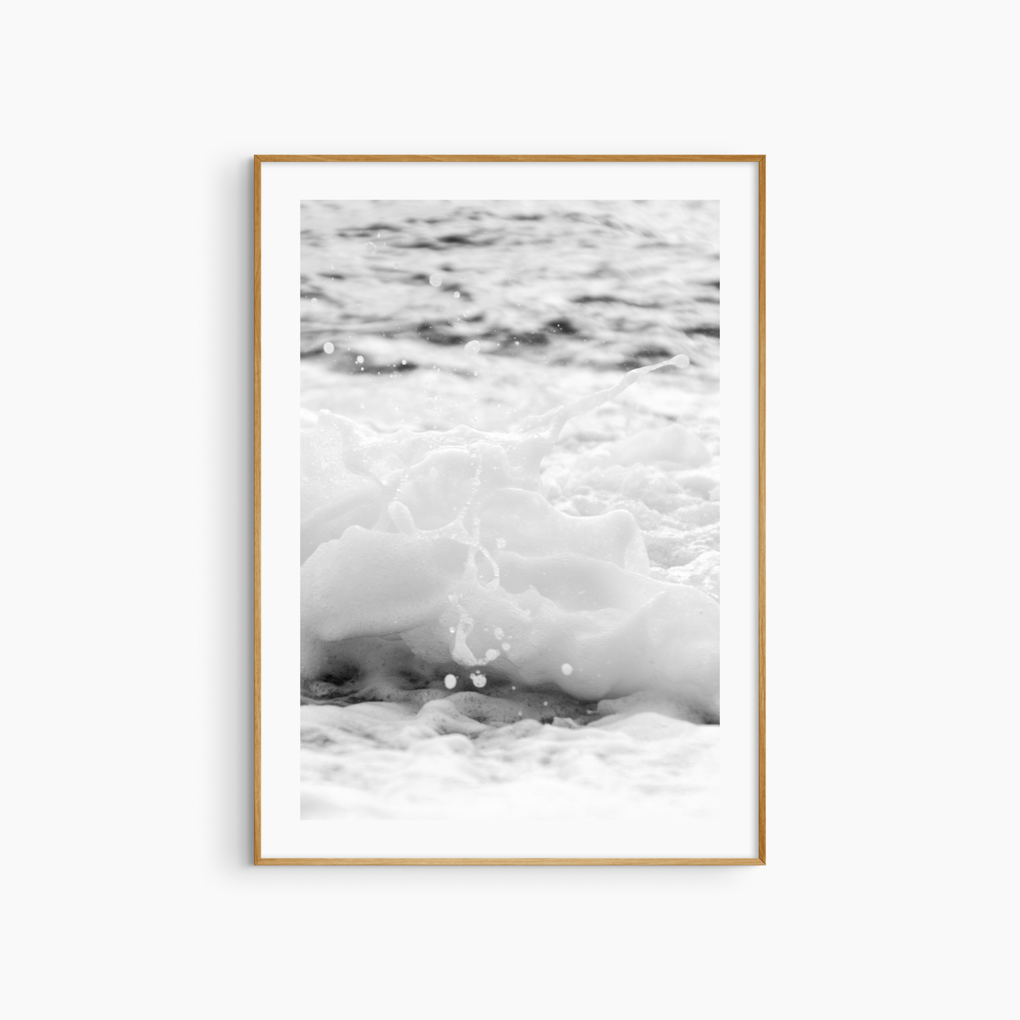 Black and white sea foam photography print, abstract ocean wall art, close-up wave print