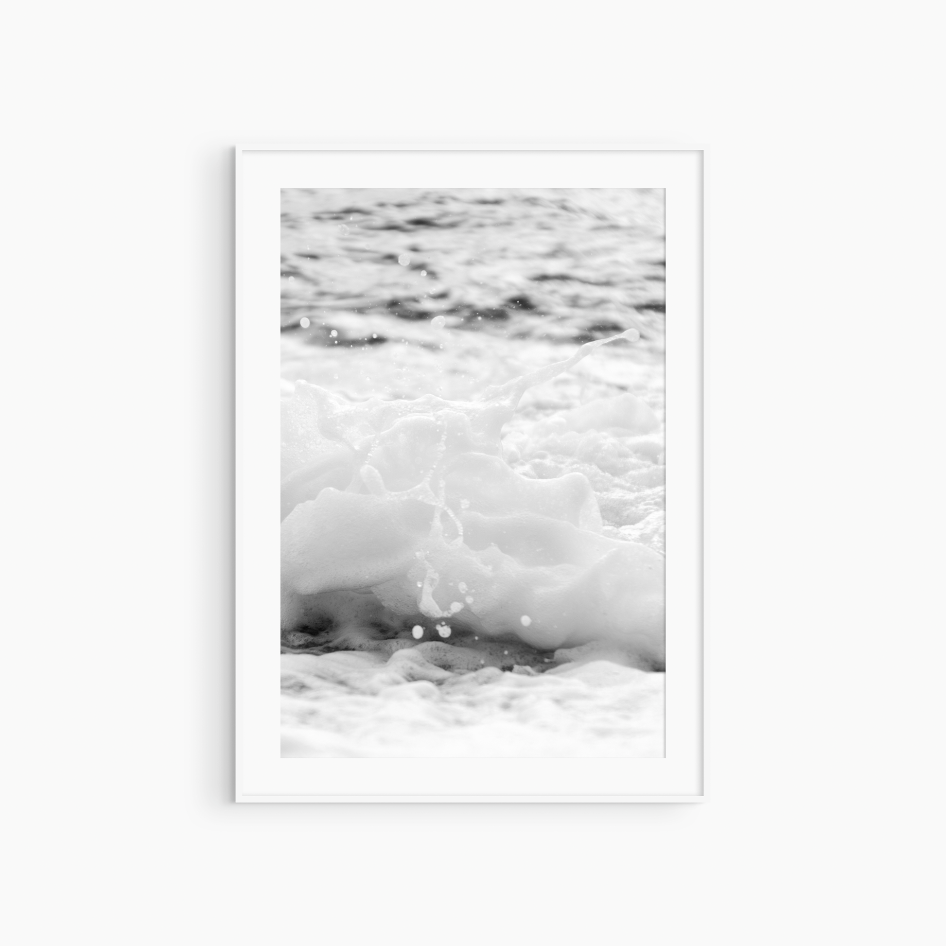 Printable ocean texture photography, black and white foam wall art, abstract coastal print