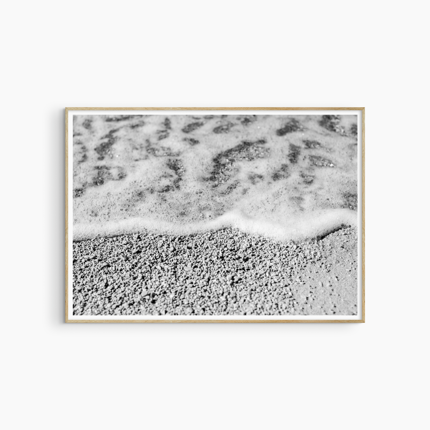 Black and white sea foam photography print, coastal beach texture wall art, abstract shoreline print