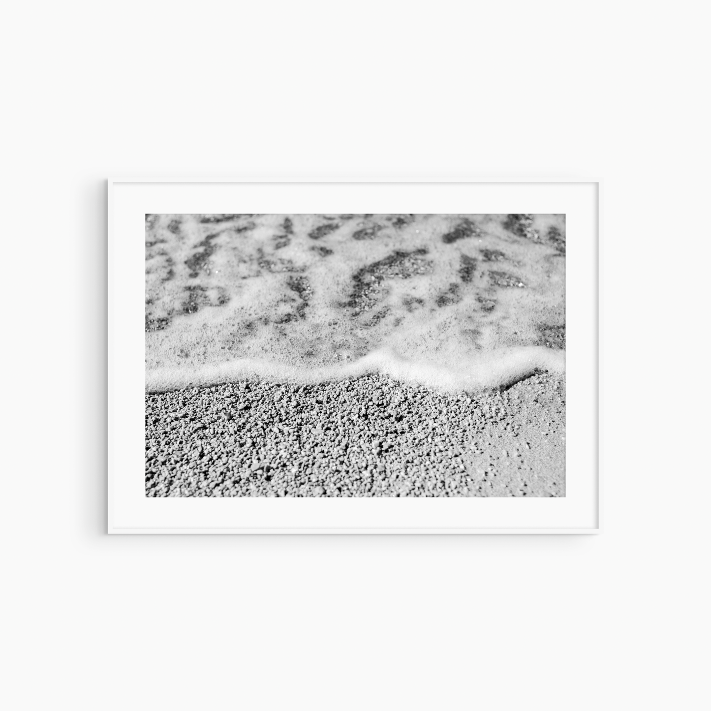 Printable beach texture photography, black and white foam and sand wall art, abstract coastal print