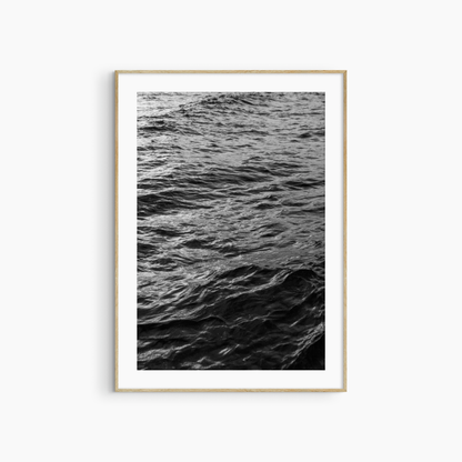 Black and white ocean texture print, dark moody sea wall art, abstract water photography printable
