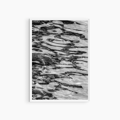 Printable abstract water photography, black and white pebble shore wall art, ripple pattern print