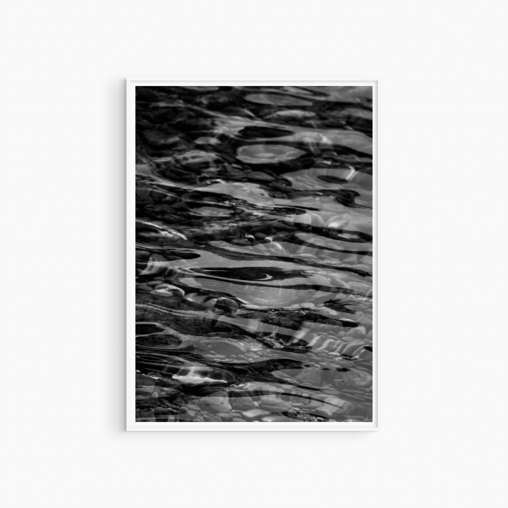 Printable dark abstract water photography, black and white ripple wall art, coastal pattern print