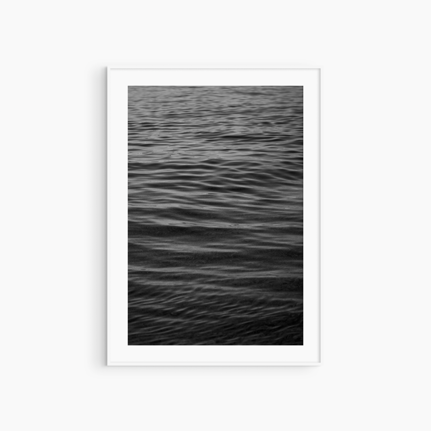 Printable dark ocean photography, black and white sea ripple wall art, moody abstract coastal print