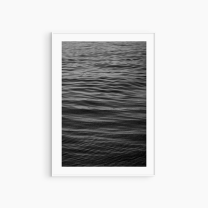 Printable dark ocean photography, black and white sea ripple wall art, moody abstract coastal print