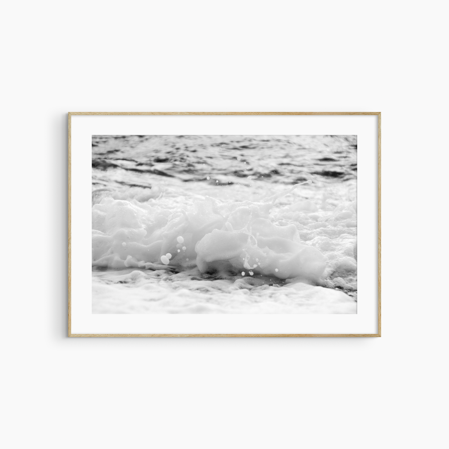 Black and white foamy wave photography print, dynamic coastal wall art, churning sea foam print