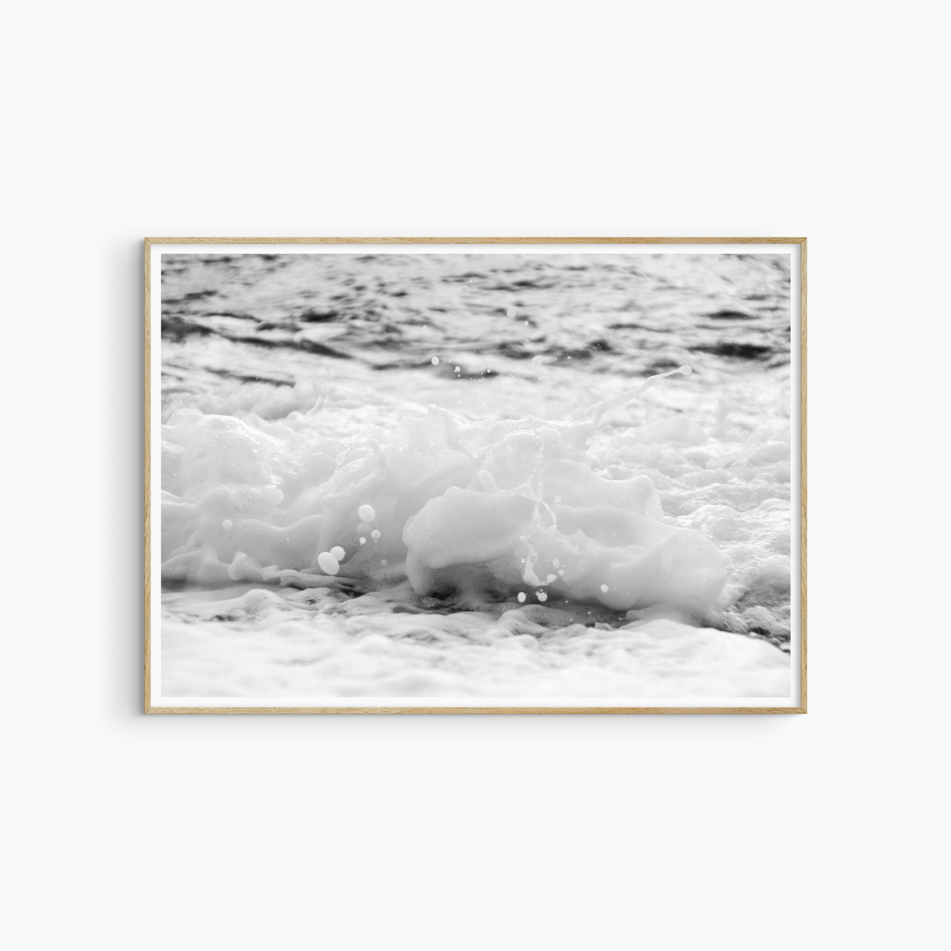Printable foamy wave photography, black and white ocean wall art, wild sea foam coastal print