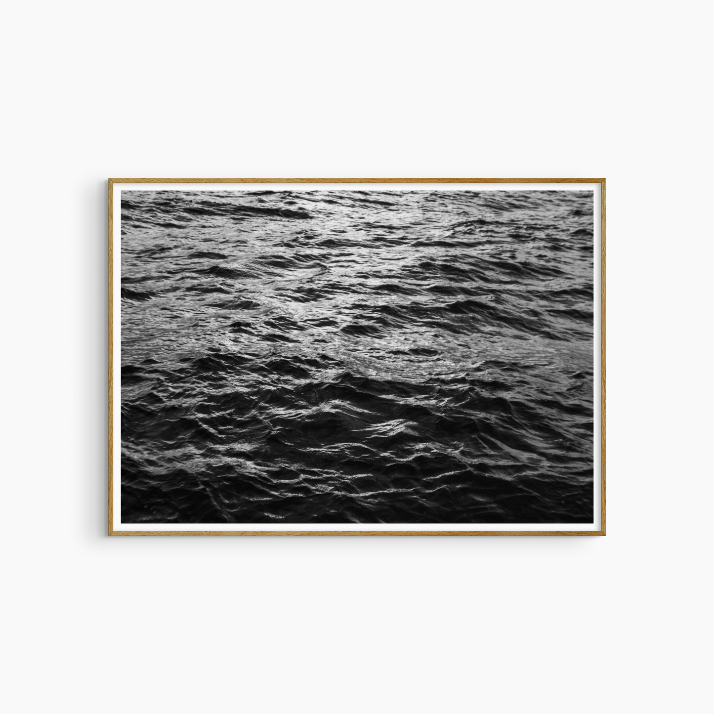 Black and white ocean ripples photography print, dark sea texture wall art, abstract water print