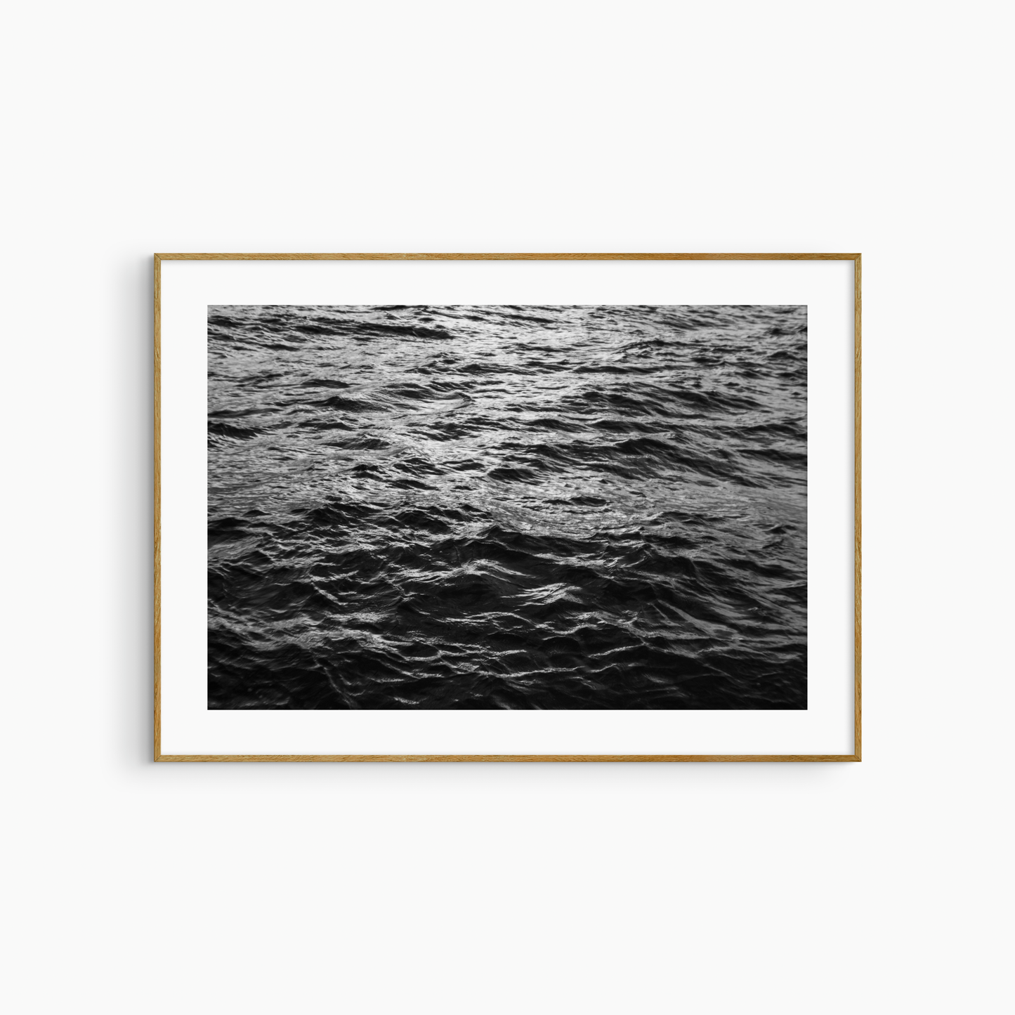Dark sea ripples photography print, black and white abstract ocean wall art, coastal texture print