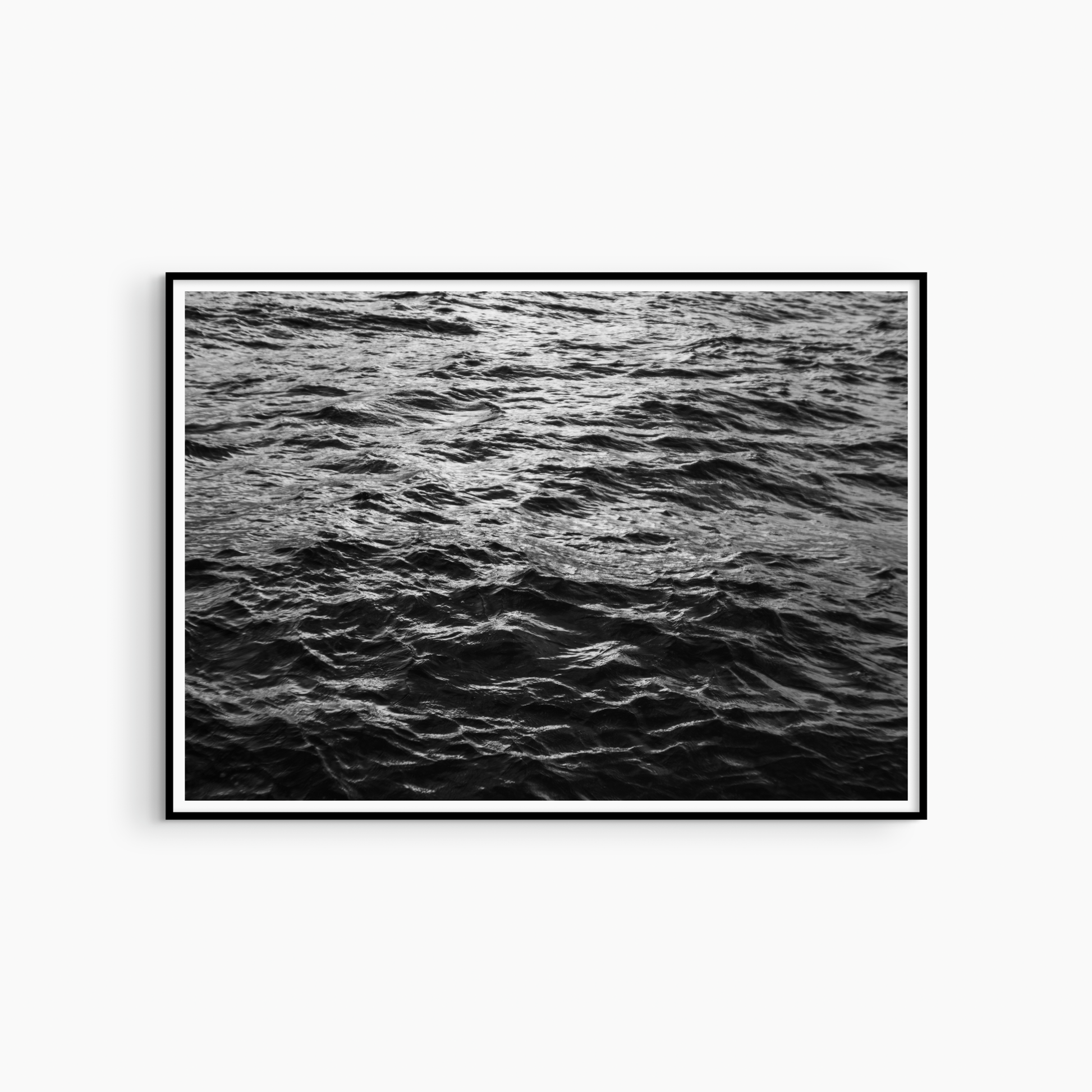 Minimalist ocean texture photography printable, black and white dark water wall art, ripple print