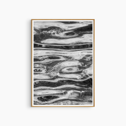 Black and white water ripples and swirls photography print, abstract coastal wall art, water pattern print